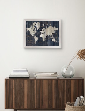 Cuadro decorativo Mapa del Viejo Mundo azul v2 de Wild Apple Portfolio técnica mixta Cuadros Jr