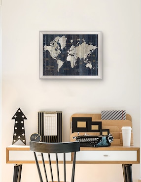 Cuadro decorativo Mapa del Viejo Mundo azul v2 de Wild Apple Portfolio técnica mixta Cuadros Jr