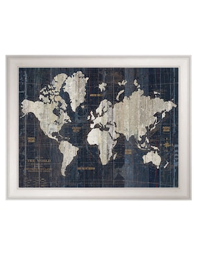 Cuadro decorativo Mapa del Viejo Mundo azul v2 de Wild Apple Portfolio técnica mixta Cuadros Jr