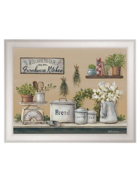 Cuadro decorativo Cocina de granja con jardín de Pam Britton técnica mixta Cuadros Jr