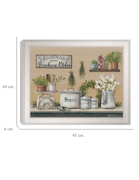 Cuadro decorativo Cocina de granja con jardín de Pam Britton técnica mixta Cuadros Jr