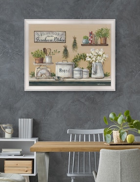 Cuadro decorativo Cocina de granja con jardín de Pam Britton técnica mixta Cuadros Jr
