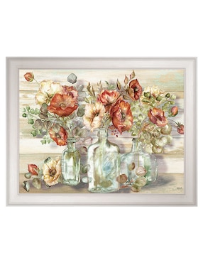 Cuadro decorativo Paisaje de amapolas especiadas y eucalipto en botellas de Tre Sorelle técnica mixta Cuadros Jr