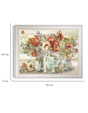 Cuadro decorativo Paisaje de amapolas especiadas y eucalipto en botellas de Tre Sorelle técnica mixta Cuadros Jr