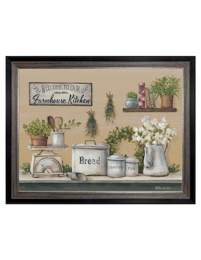 Cuadro decorativo Cocina de granja con jardín de Pam Britton técnica mixta Cuadros Jr