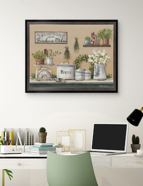 Cuadro decorativo Cocina de granja con jardín de Pam Britton técnica mixta Cuadros Jr