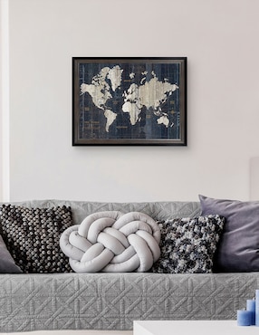 Cuadro decorativo Mapa del Viejo Mundo azul v2 de Wild Apple Portfolio técnica mixta Cuadros Jr