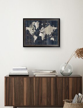 Cuadro decorativo Mapa del Viejo Mundo azul v2 de Wild Apple Portfolio técnica mixta Cuadros Jr