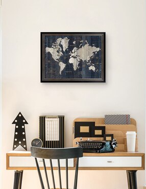 Cuadro decorativo Mapa del Viejo Mundo azul v2 de Wild Apple Portfolio técnica mixta Cuadros Jr