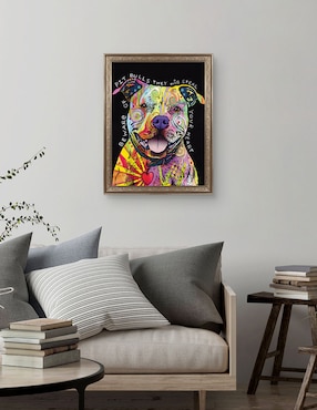 Cuadro decorativo Cuidado con los pitbulls de Dean Russo técnica mixta Cuadros Jr