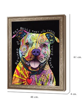 Cuadro decorativo Cuidado con los pitbulls de Dean Russo técnica mixta Cuadros Jr
