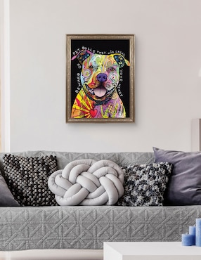 Cuadro decorativo Cuidado con los pitbulls de Dean Russo técnica mixta Cuadros Jr