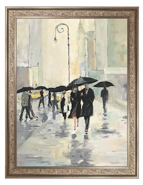 Cuadro decorativo Ciudad bajo la lluvia de Avery Tillmon técnica mixta Cuadros Jr