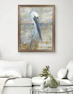 Cuadro decorativo Pelícano dorado y salado de Paul Brent técnica mixta Cuadros Jr