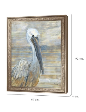 Cuadro decorativo Pelícano dorado y salado de Paul Brent técnica mixta Cuadros Jr