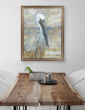 Cuadro decorativo Pelícano dorado y salado de Paul Brent técnica mixta Cuadros Jr