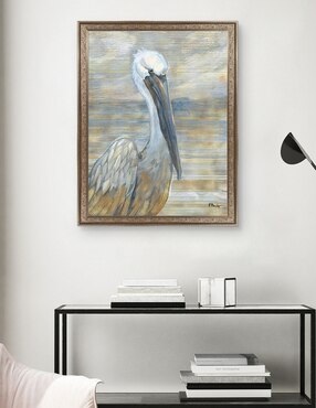 Cuadro decorativo Pelícano dorado y salado de Paul Brent técnica mixta Cuadros Jr