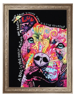 Cuadro decorativo Pitbull pensativo de Dean Russo técnica mixta Cuadros Jr