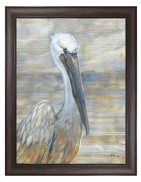 Cuadro decorativo Pelícano dorado y salado de Paul Brent técnica mixta Cuadros Jr