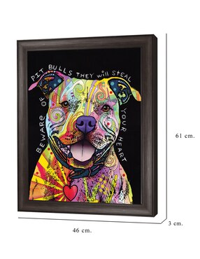Cuadro decorativo Cuidado con los pitbulls de Dean Russo técnica mixta Cuadros Jr