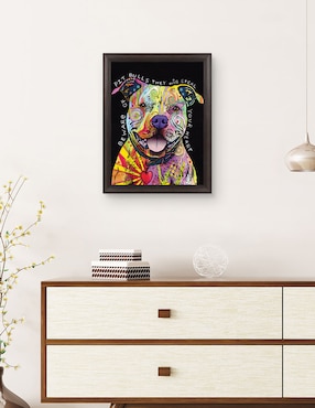 Cuadro decorativo Cuidado con los pitbulls de Dean Russo técnica mixta Cuadros Jr