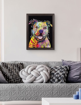 Cuadro decorativo Cuidado con los pitbulls de Dean Russo técnica mixta Cuadros Jr