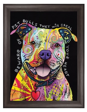 Cuadro decorativo Cuidado con los pitbulls de Dean Russo técnica mixta Cuadros Jr