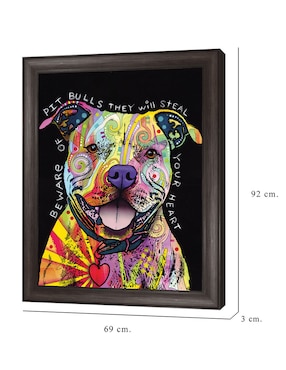 Cuadro decorativo Cuidado con los pitbulls de Dean Russo técnica mixta Cuadros Jr
