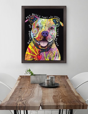 Cuadro decorativo Cuidado con los pitbulls de Dean Russo técnica mixta Cuadros Jr