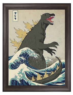 Cuadro decorativo El gran monstruo de Kanagawa de Michael Buxton técnica mixta Cuadros Jr