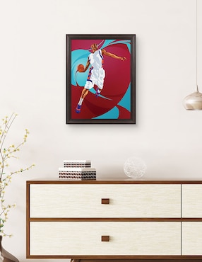 Cuadro decorativo enmarcado- clavada de baloncesto de nikita abakumov técnica mixta Cuadros Jr