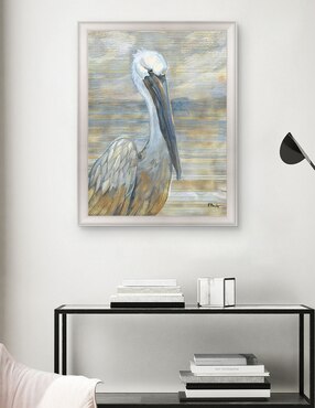 Cuadro decorativo Pelícano dorado y salado de Paul Brent técnica mixta Cuadros Jr