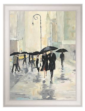 Cuadro decorativo Ciudad bajo la lluvia de Avery Tillmon técnica mixta Cuadros Jr