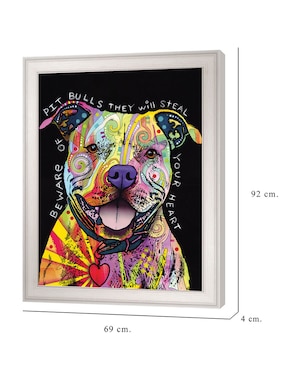 Cuadro decorativo Cuidado con los pitbulls de Dean Russo técnica mixta Cuadros Jr