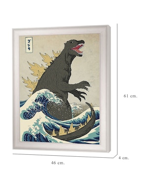 Cuadro decorativo El gran monstruo de Kanagawa de Michael Buxton técnica mixta Cuadros Jr