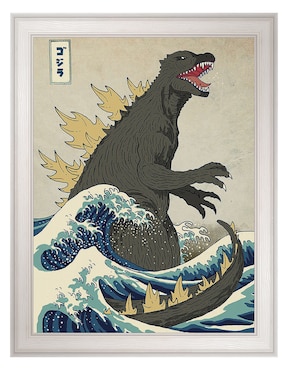 Cuadro decorativo El gran monstruo de Kanagawa de Michael Buxton técnica mixta Cuadros Jr