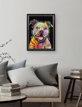 Cuadro decorativo Cuidado con los pitbulls de Dean Russo técnica mixta Cuadros Jr