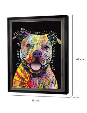 Cuadro decorativo Cuidado con los pitbulls de Dean Russo técnica mixta Cuadros Jr