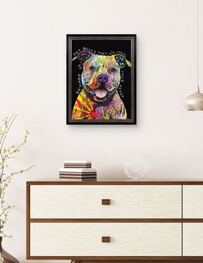 Cuadro decorativo Cuidado con los pitbulls de Dean Russo técnica mixta Cuadros Jr