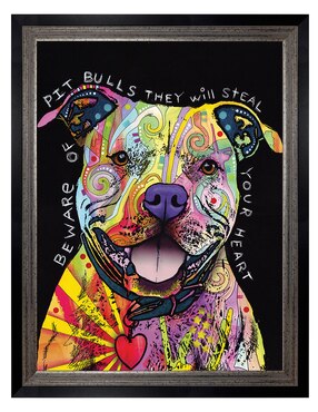 Cuadro decorativo Cuidado con los pitbulls de Dean Russo técnica mixta Cuadros Jr