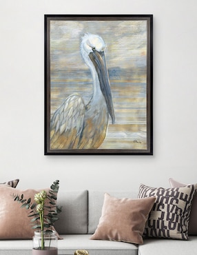 Cuadro decorativo Pelícano dorado y salado de Paul Brent técnica mixta Cuadros Jr