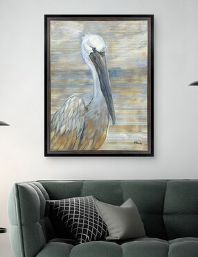 Cuadro decorativo Pelícano dorado y salado de Paul Brent técnica mixta Cuadros Jr