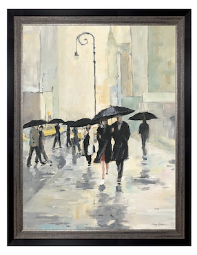 Cuadro decorativo Ciudad bajo la lluvia de Avery Tillmon técnica mixta Cuadros Jr