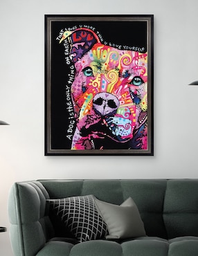 Cuadro decorativo Pitbull pensativo de Dean Russo técnica mixta Cuadros Jr