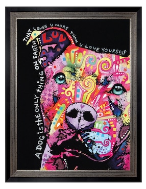 Cuadro decorativo Pitbull pensativo de Dean Russo técnica mixta Cuadros Jr