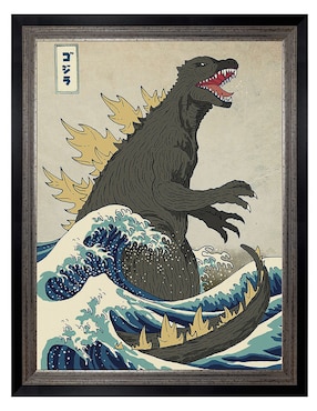 Cuadro decorativo El gran monstruo de Kanagawa de Michael Buxton técnica mixta Cuadros Jr