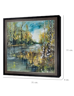 Cuadro decorativo Curva de río de abedules de verano de DP Gallery técnica mixta Cuadros Jr
