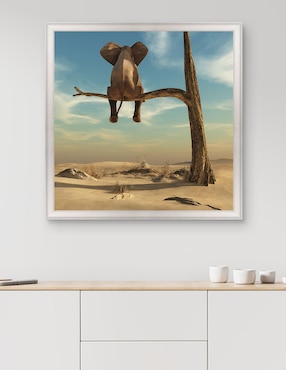 Cuadro decorativo Elefante en árbol del desierto de DP Gallery técnica mixta Cuadros Jr