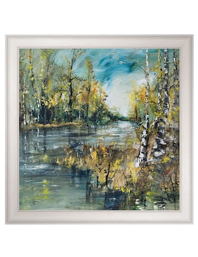 Cuadro decorativo Curva de río de abedules de verano de DP Gallery técnica mixta Cuadros Jr