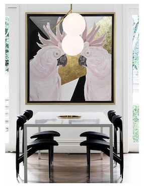 Pintura Rose Birds técnica acrílico Jackies Mirrors Aves